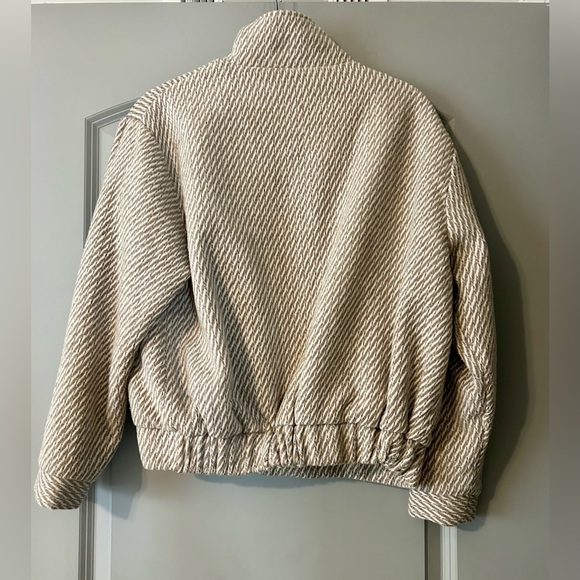 Bohme/12th Tribe Cream & Tan Wool-Blend Moto Jacket - Picture 3 of 4